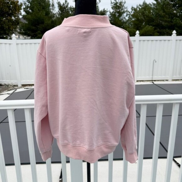 Parke Embroidered Classic Mockneck Sweatshirt inPeony L/XL - Picture 5 of 7